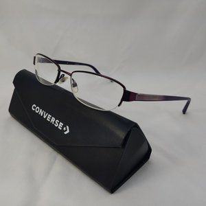 CONVERSE Eyeglass Frames SARRAY Half Rim Metal Petite Purple Pink Plaid